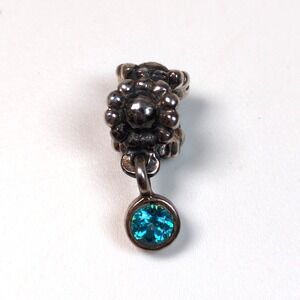 Pandora Daisy Dew Drop Blue Topaz Dangle Charm .925 Sterling Silver Flower